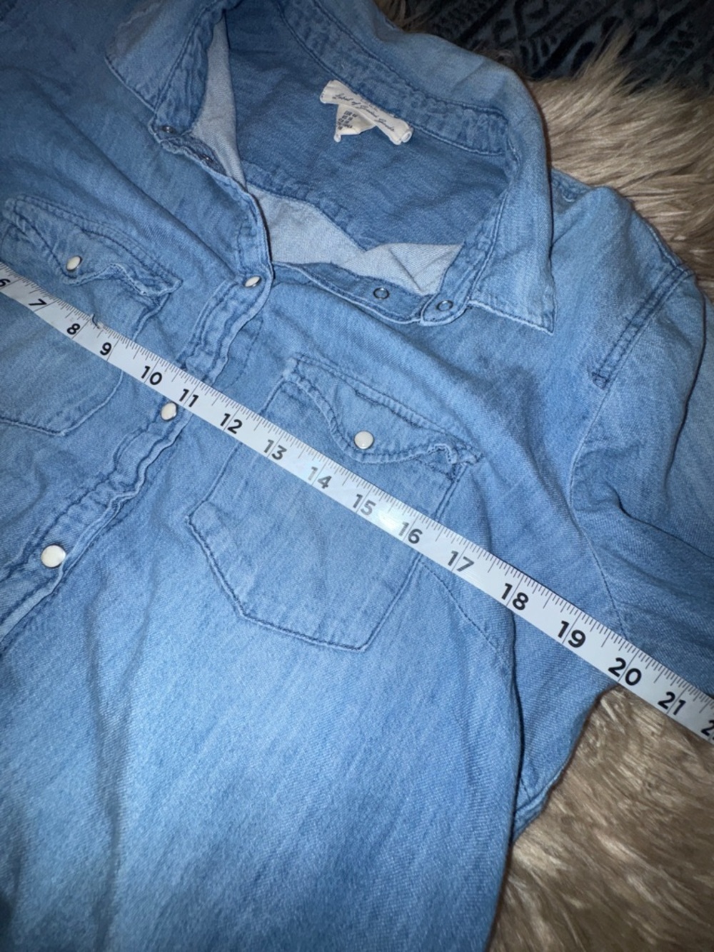 L.O.G.G Blue Denim Snap button-Down Shirt with Dual Chest Pockets, soft, Sz 16 - Picture 8 of 9